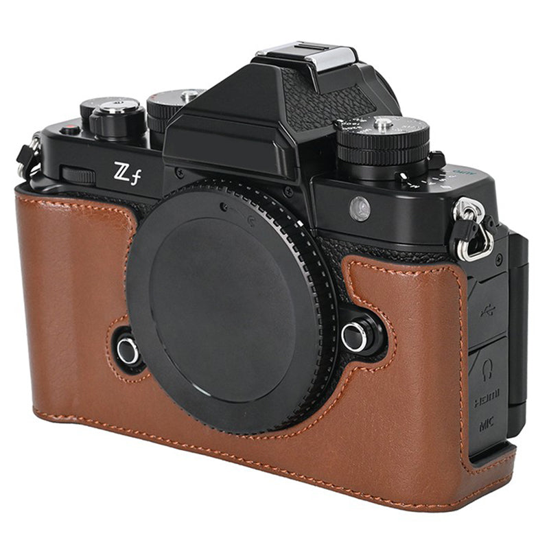For Nikon Z f Tree Bark Leather Bottom Case Half Camera Cover with Battery Opening For Nikon Z f Tree Bark Leather Bottom Case Half Camera Cover with Battery Opening